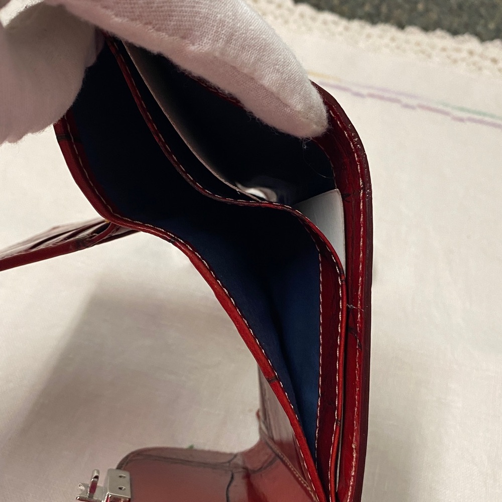 NWT Dooney & Bourke Alto Crimson Croc Embossed Leather Wallet Made in Italy 🇮🇹 - Picture 9 of 12